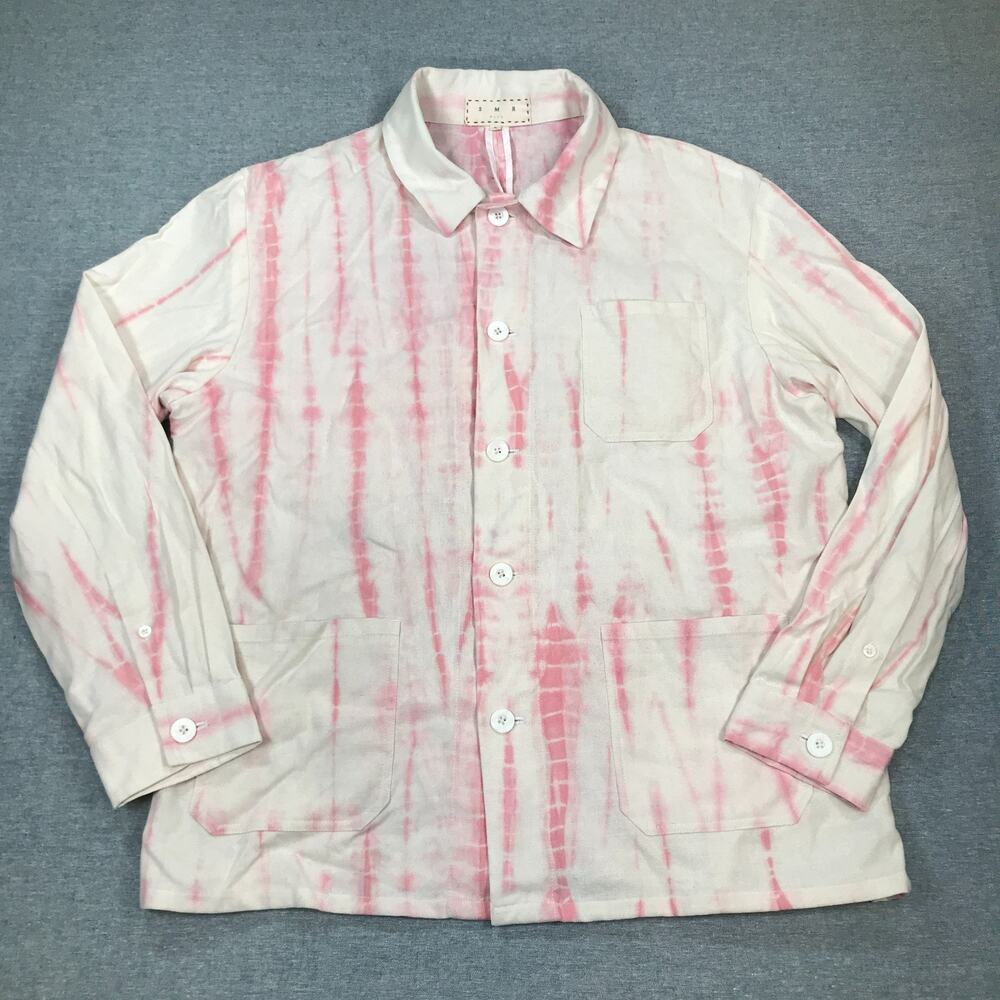 SMR Days Men's XL Wittering Tie-Dyed Organic Cotton Chore Jacket Pink White G5